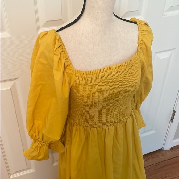 Aura Gold Yellow Smocked Maxi Dress Size Large NWOT - Picture 2 of 7